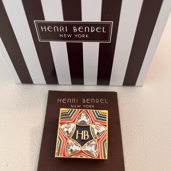 PRETTY LITTLE HENRY BENDEL SIGNATURE SPARKLY ENAMEL & GOLD PIN - RARE - Picture 7 of 12